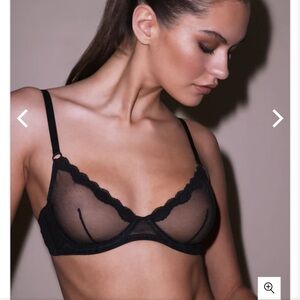 Fleur du mal black sheer essential bra size 36D- NWT
